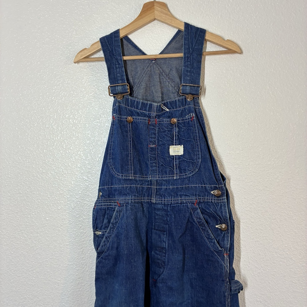 Vintage BIG MAC Overalls Kids Blue Denim Bib Union Made JC Penney Square Bak